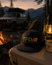 Trail Foundry Trucker Cap, Vintage Racing Stripes, Off Road Adventure Hat