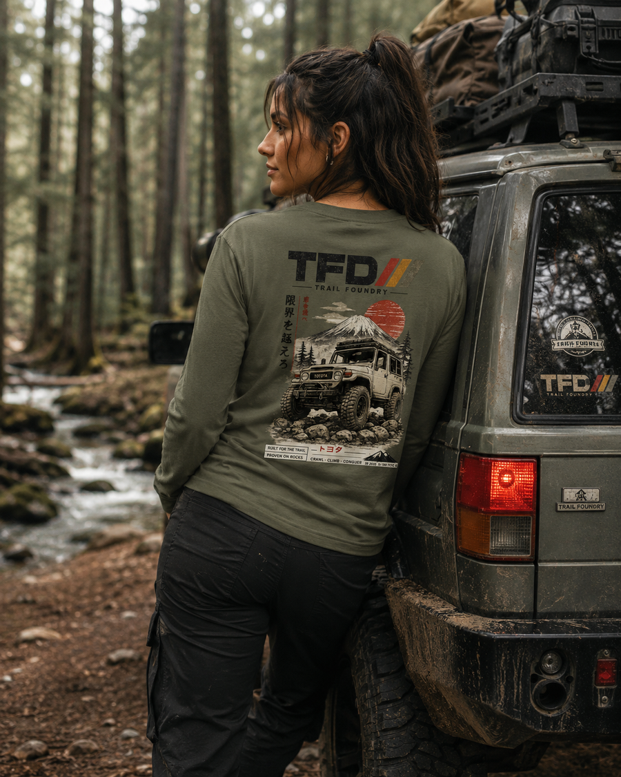 Trail Foundry Off Road Long Sleeve Shirt, Vintage Rock Crawler Adventure Tee